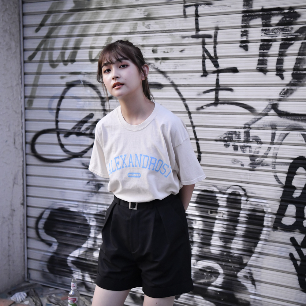 【NEW】Vintage Style T-Shirt(Natural×Blue)