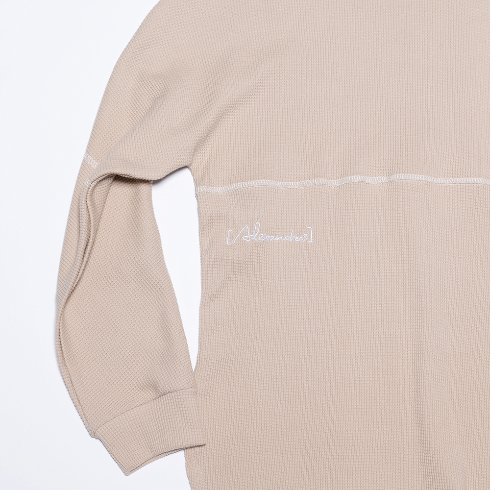SPRING SALE】Waffle LongSleeve Tee (Ivory) | [Alexandros