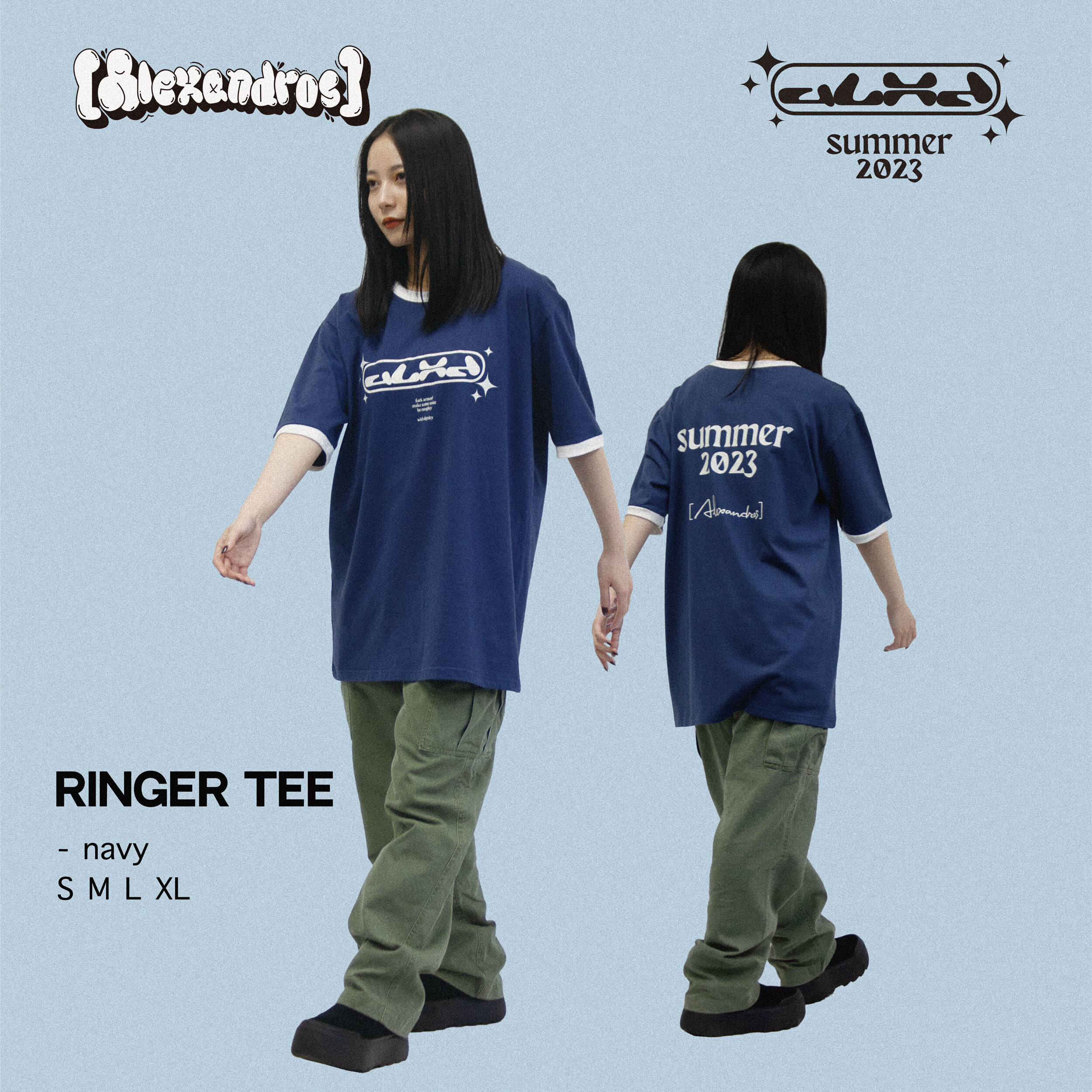 SPRING SALE】RINGER TEE（Navy） | [Alexandros] | ［Alexandros
