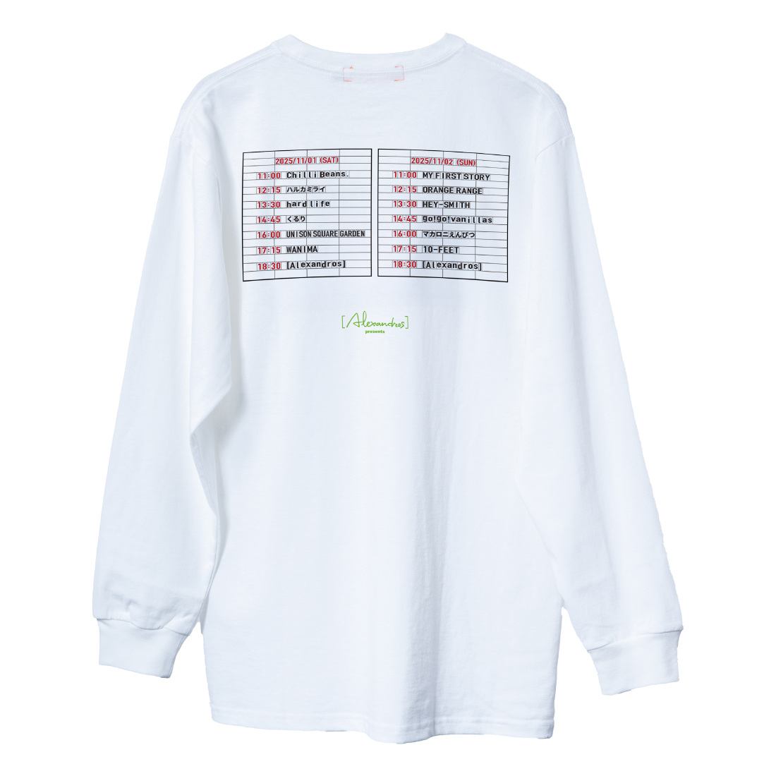THIS FES '25 TIME TABLE LONG TEE (WHITE)
