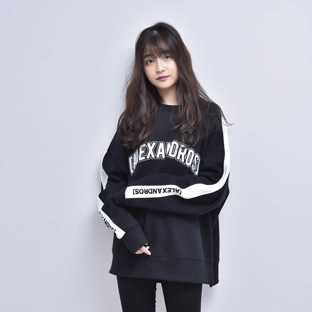 CREW NECK LINE SWEATSHIRT (BLACK)