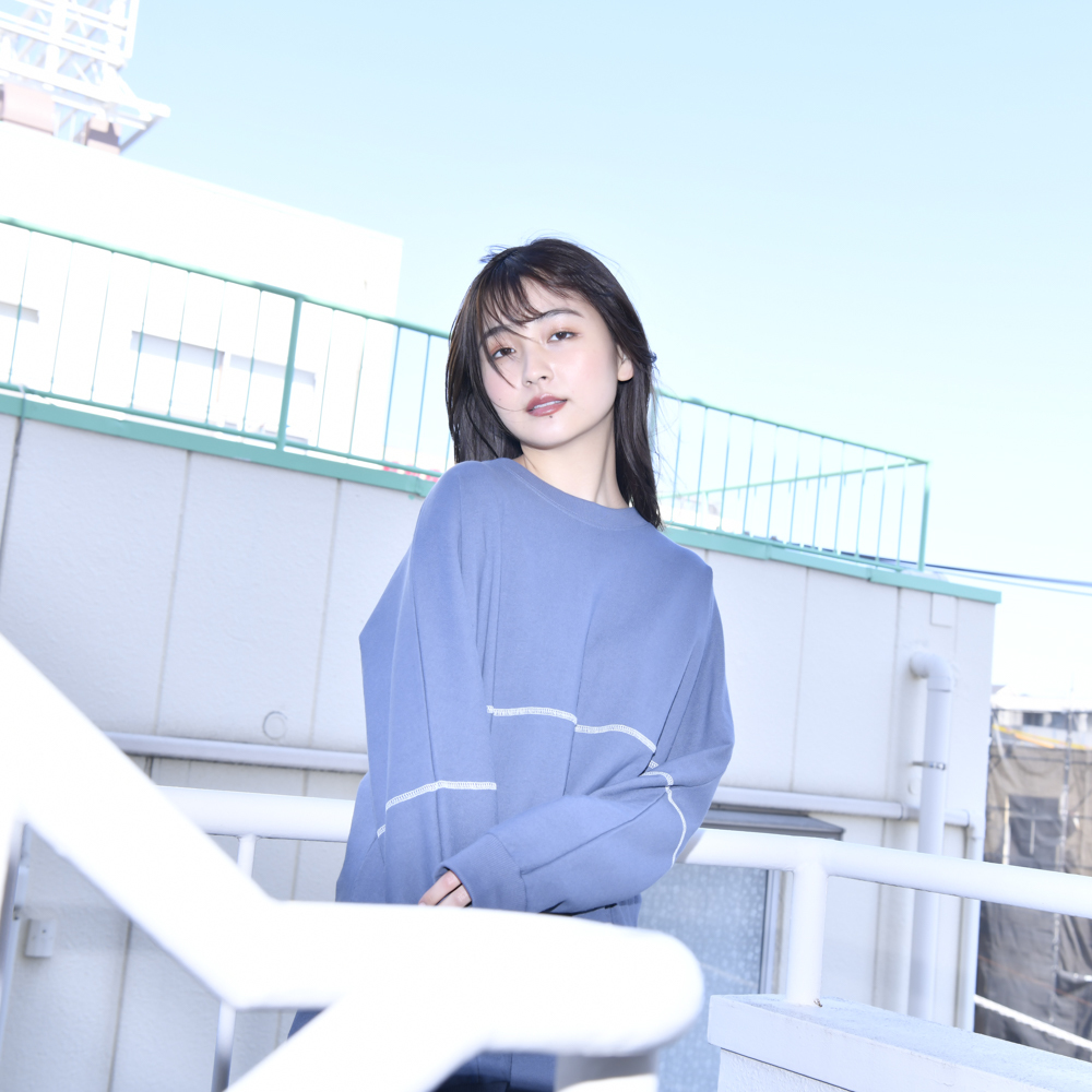 【NEW】Raglansleeve Reverse Long Tee (Blue)
