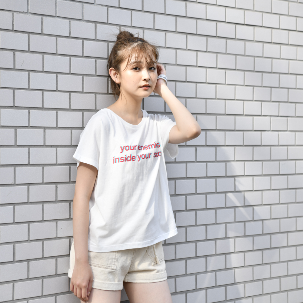 【NEW】Glitch Logo Ladies Tee(White)